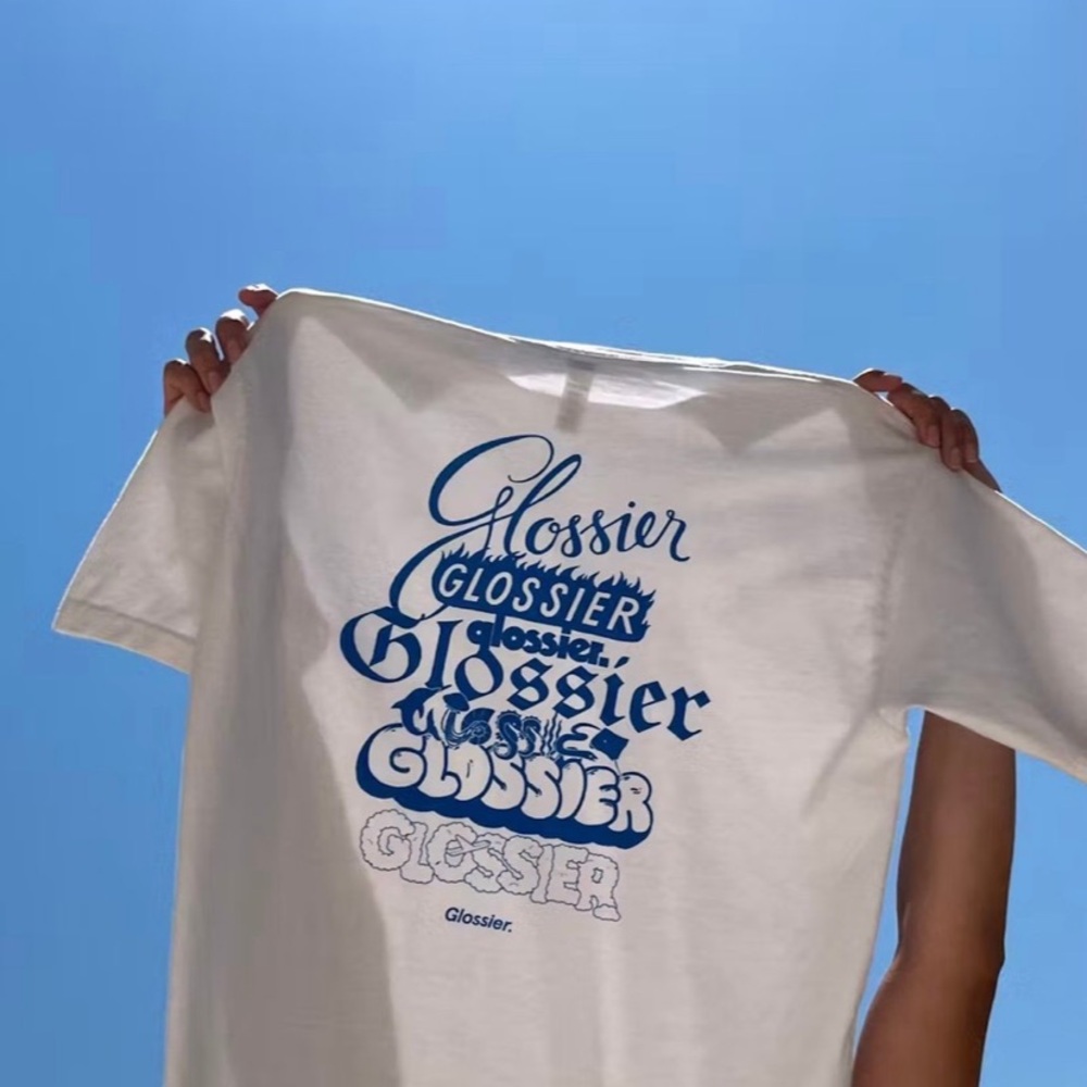 Glossier White and Blue Graphic T-Shirt